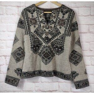 Invisible World 100% Alpaca V-Neck Sweater Large Hand Loomed Juneau Alaska